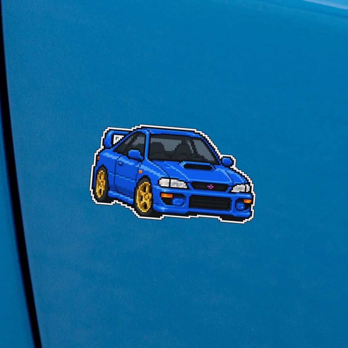 Blue GC8 front-view pixel-art decal