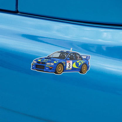 Free blue-and-yellow 1997 Subaru WRC rally car decal