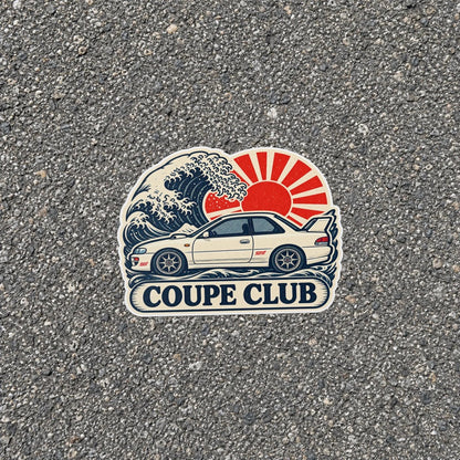 Coupe Club wave design decal on asphalt