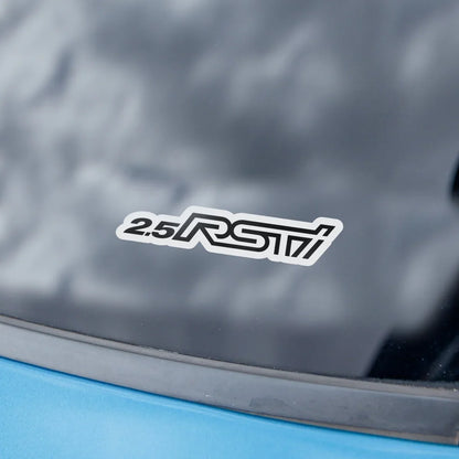 Black-and-white 2.5RSTI logo decal on a car window